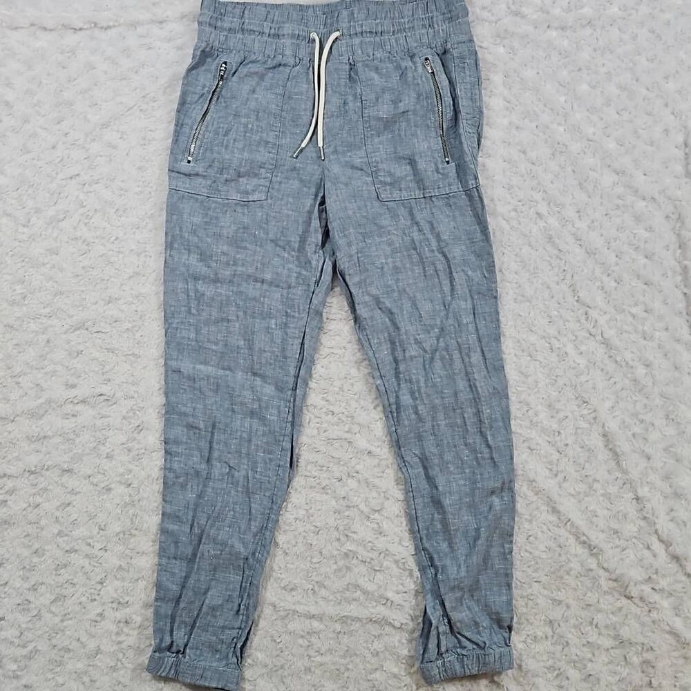 Athleta Size 6 Cabo Linen Jogger Chambray Blue Casual Comfy Lounge Travel